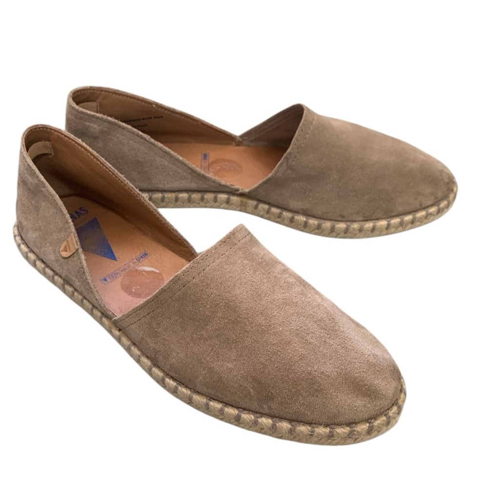 Verbenas Carmen Espadrilles Tan Leather Suede Flat Slip On Womens 40 UK